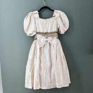 Vintage Modest Beige Girl’s Special Occassions Dress Bow Sz 14